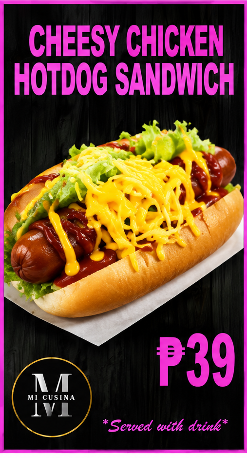 Cheesy Chicken Hotdog Sandwich